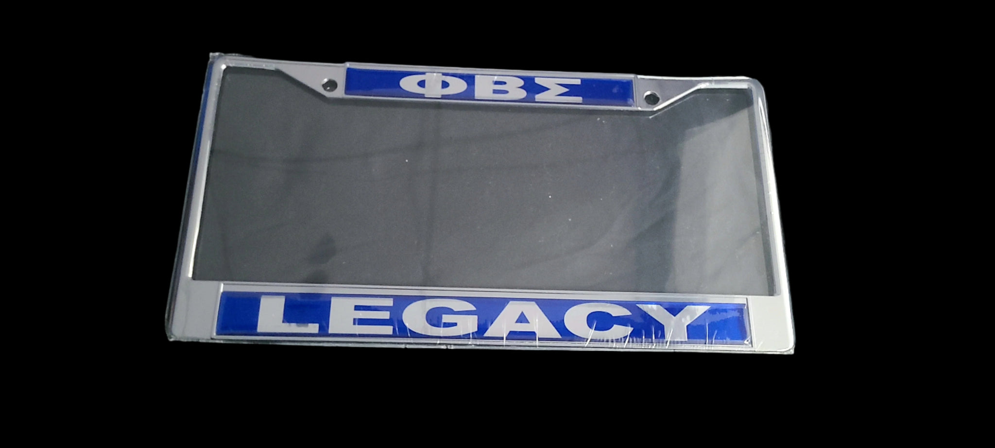 thumbnail image 2 of Custom Personalized Black License Plate Frame With Light Blue Letters – 2 Lines 2 of 3