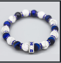 ZPB Stone Bead Bracelet with Stainless Steel Charm