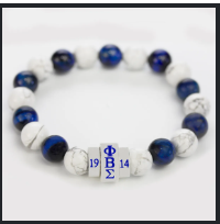 PBS Natural Stone Bead Bracelet – Blue & White